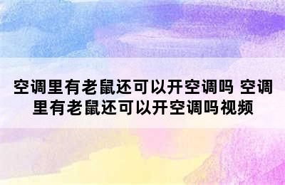 空调里有老鼠还可以开空调吗 空调里有老鼠还可以开空调吗视频